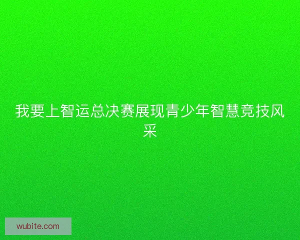 我要上智运总决赛展现青少年智慧竞技风采